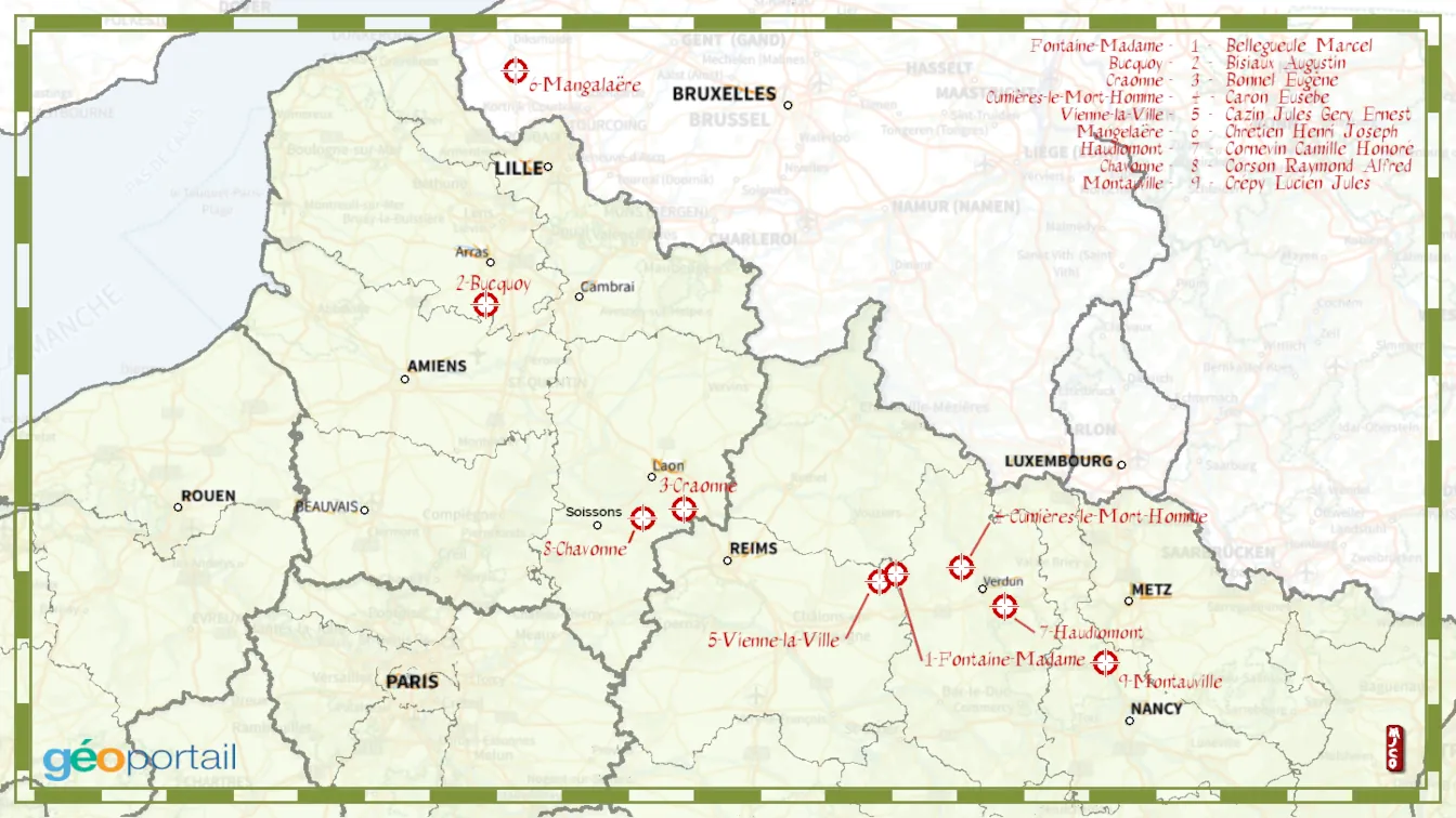 carte des Mort pour la France de Saint-Sulpice