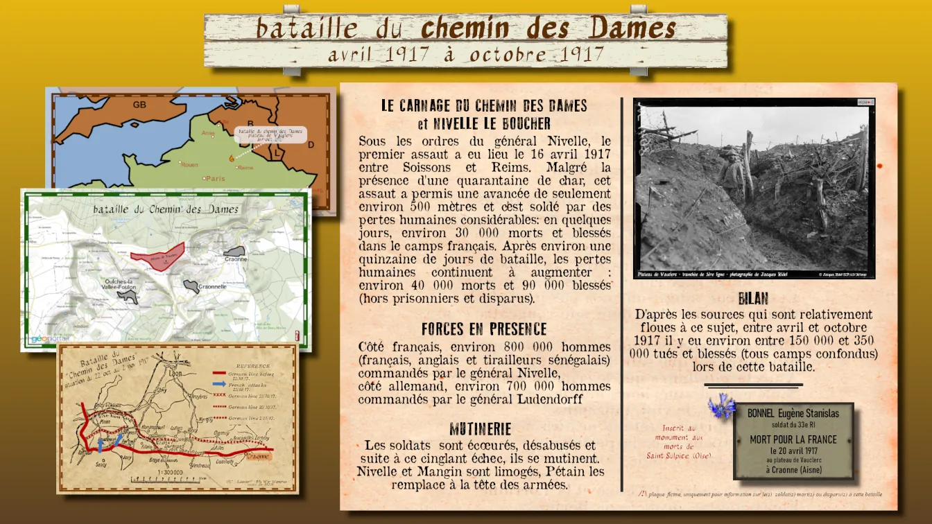 fiche de la bataille du Chemin des Dames - 1917